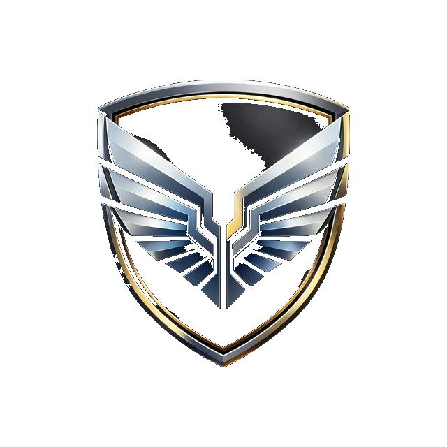 Creative Flux qalqon va qanot logotipi